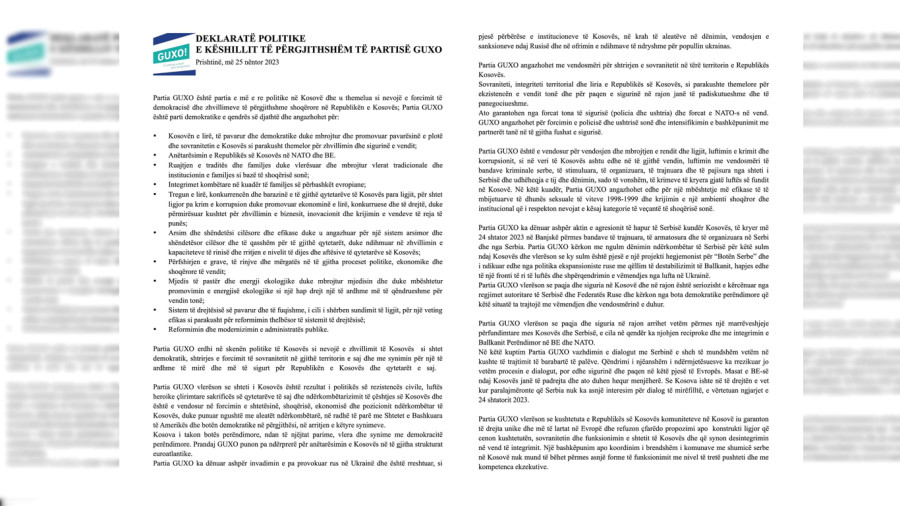 Deklarata politike e këshilit të përgjithshëm të Partisë GUXO!